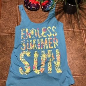 Arizona tee powder blue with yellow and rose print